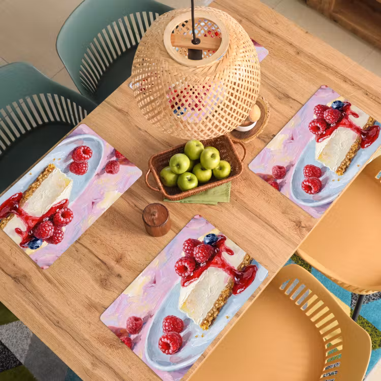 Tischset - 6 Stück - Essen – Käsekuchen – Beeren – Abstrakt – Rosa - 6 Stück — 3