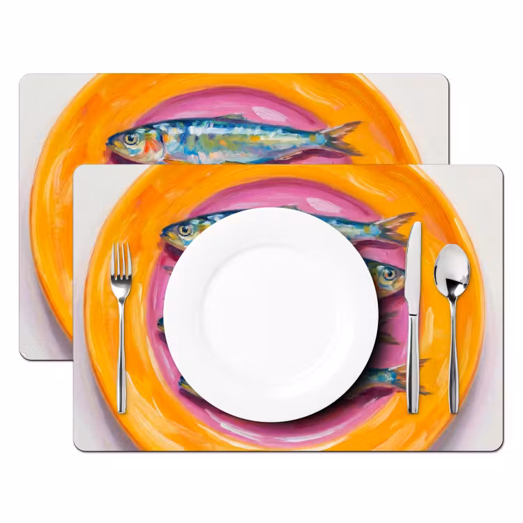 Tischset - 6 Stück - Fisch – Vier – Essen – Modern – Farbenfroh - 6 Stück — 2