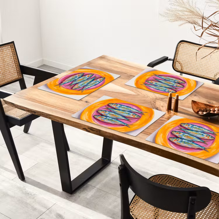 Tischset - 6 Stück - Fisch – Vier – Essen – Modern – Farbenfroh - 6 Stück — 4