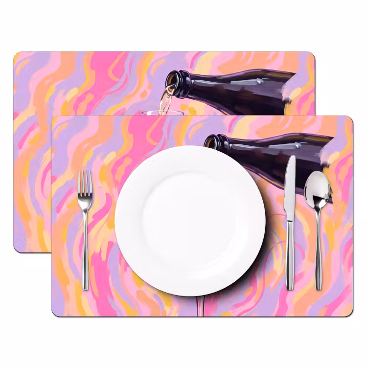 Tischset - 6 Stück - Getränke – Einschenken – Party – Abstrakt – Rosa - 6 Stück — 2