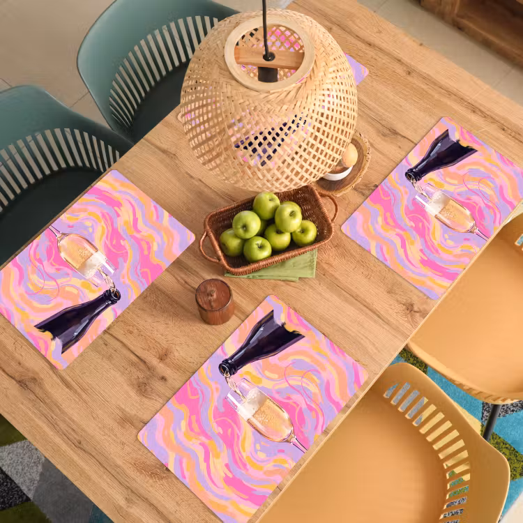 Tischset - 6 Stück - Getränke – Einschenken – Party – Abstrakt – Rosa - 6 Stück — 3