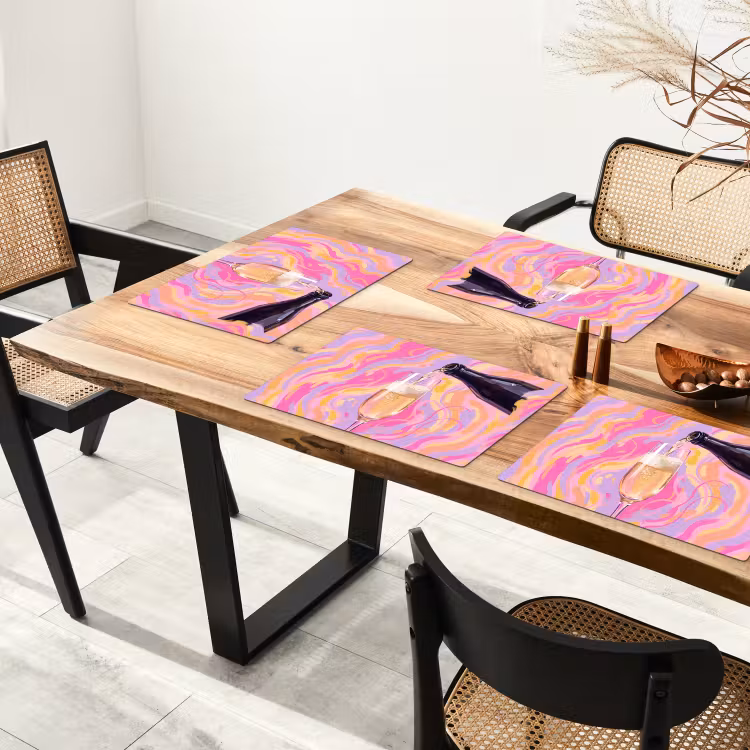 Tischset - 6 Stück - Getränke – Einschenken – Party – Abstrakt – Rosa - 6 Stück — 4