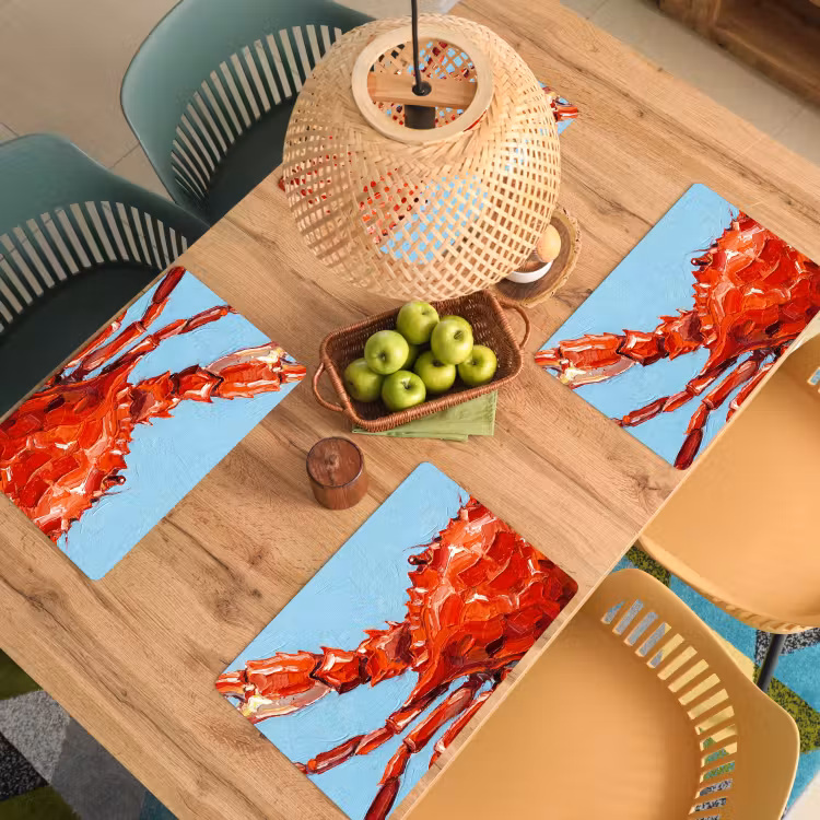 Tischset - 6 Stück - Krabbe – Meer – Tiere – Abstrakt – Rot - 6 Stück — 3