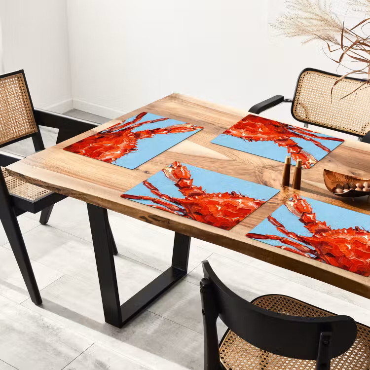 Tischset - 6 Stück - Krabbe – Meer – Tiere – Abstrakt – Rot - 6 Stück — 4