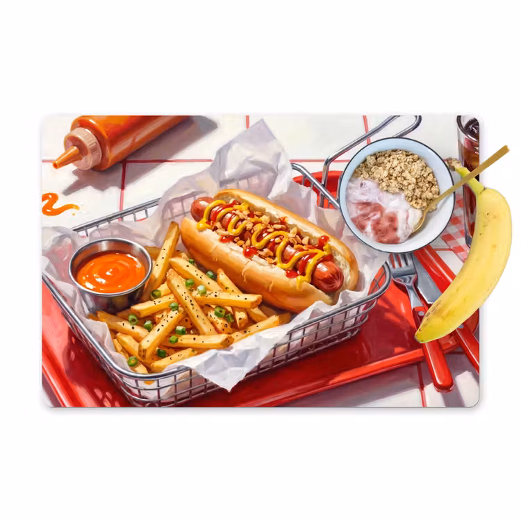 Tischset - 6 Stück - Essen – Hotdog – Fast Food – Modern – Rot - 6 Stück — 1