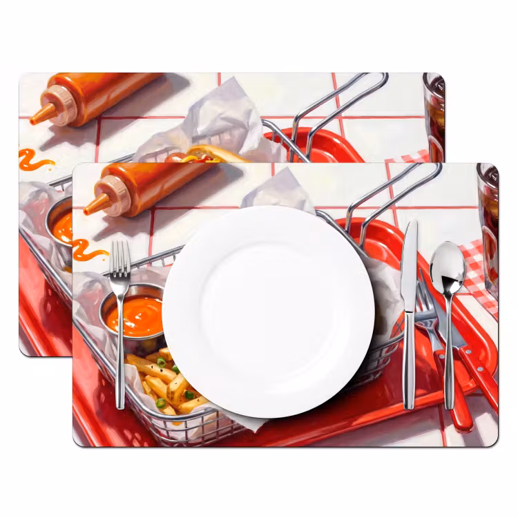 Tischset - 6 Stück - Essen – Hotdog – Fast Food – Modern – Rot - 6 Stück — 2
