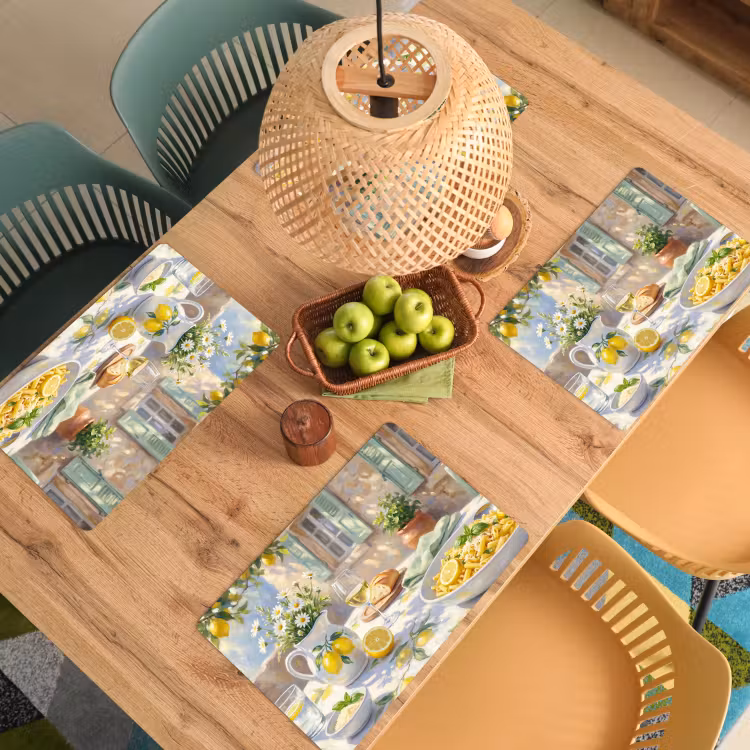 Tischset - 6 Stück - Essen – Terrasse – Sommer – Gemalt – Gelb - 6 Stück — 3