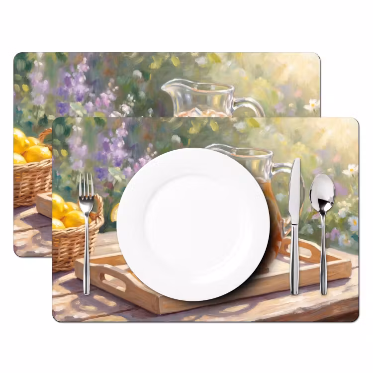 Tischset - 6 Stück - Getränk – Zitrone – Sommer – Garten – Gelb - 6 Stück — 2