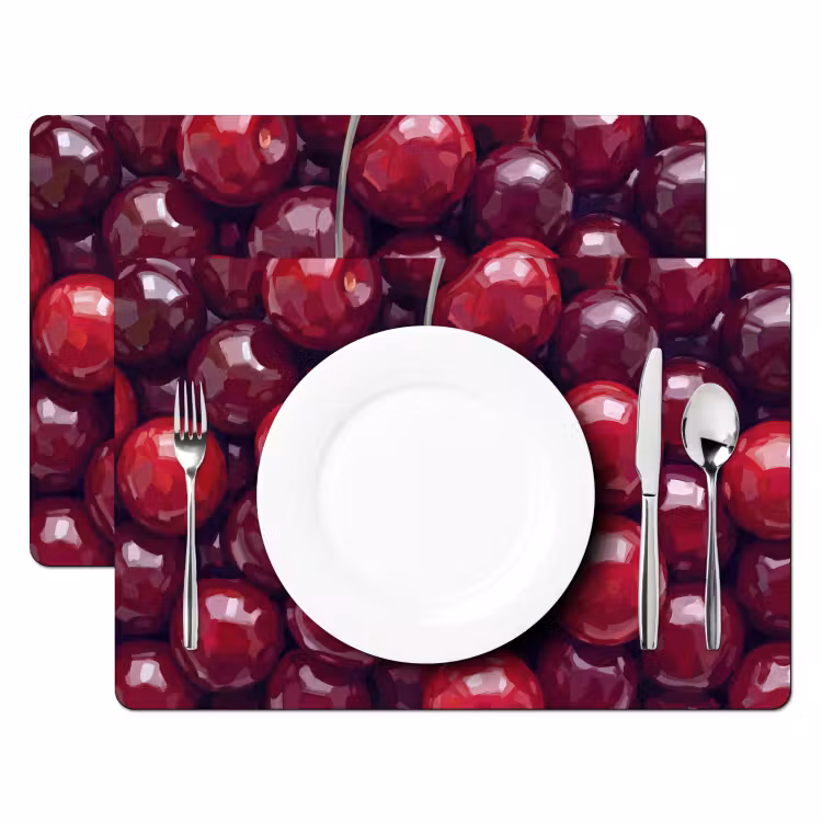 Tischset - 6 Stück - Obst – Kirschen – Essen – Modern – Rot - 6 Stück — 2