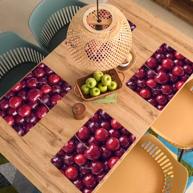 Tischset - 6 Stück - Obst – Kirschen – Essen – Modern – Rot - 6 Stück — 3