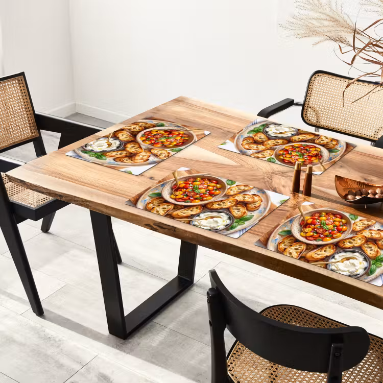 Tischset - 6 Stück - Essen – Tomate – Brot – Bunt – Küche - 6 Stück — 4