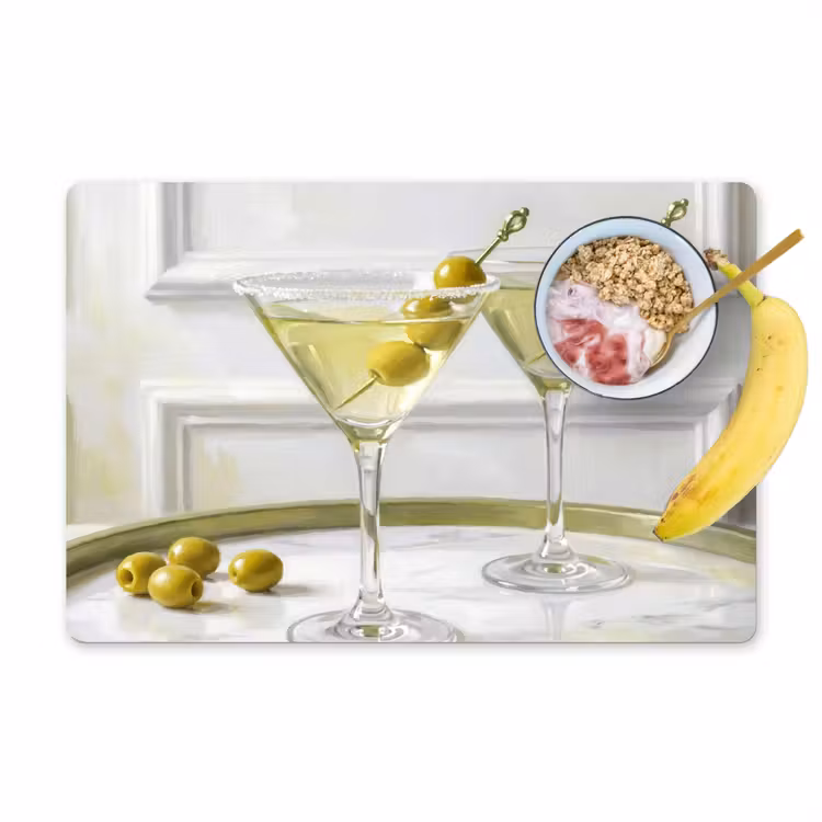 Tischset - 6 Stück - Getränke – Martini – Oliven – Modern – Weiß - 6 Stück — 1