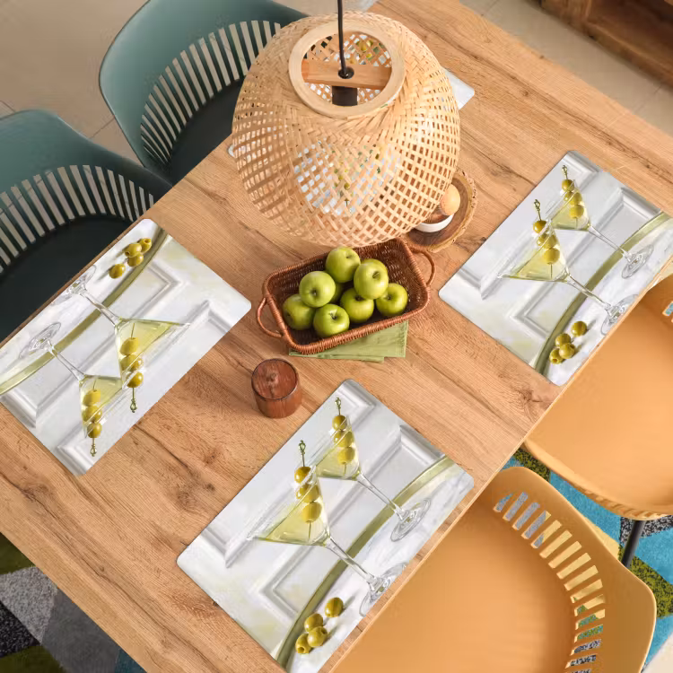 Tischset - 6 Stück - Getränke – Martini – Oliven – Modern – Weiß - 6 Stück — 3