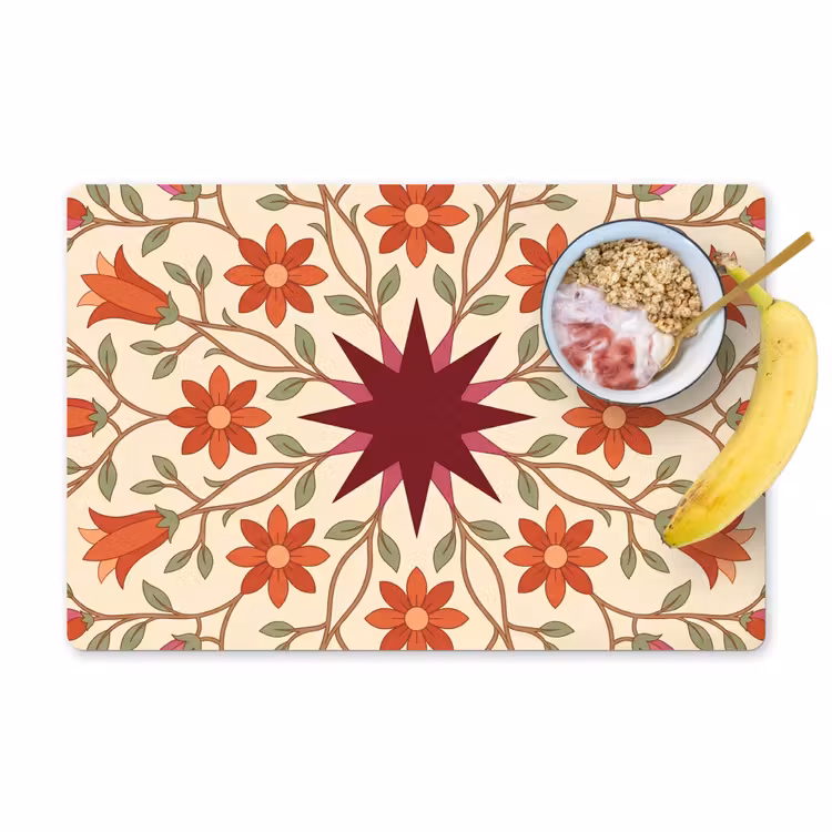 Tischset - 6 Stück - Blumen – Mandala – Dekorativ – Rot - 6 Stück — 1