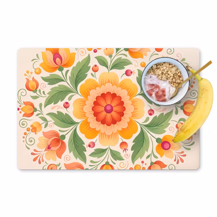 Tischset - 6 Stück - Blumen – Muster – Dekorativ – Orange - 6 Stück — 1