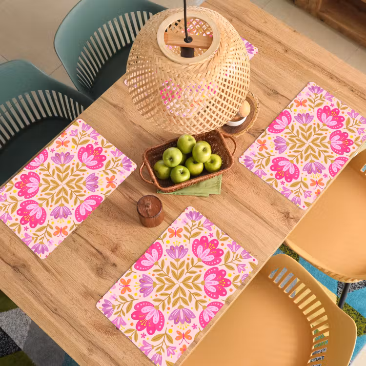 Tischset - 6 Stück - Blumen – Muster – Natur – Abstrakt – Rosa - 6 Stück — 3