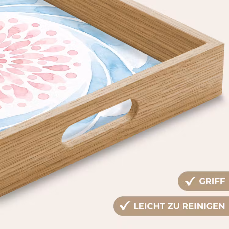 Tablett - Zusammenfassung – Blütenform – Aquarell – Rosa – Blau — 8