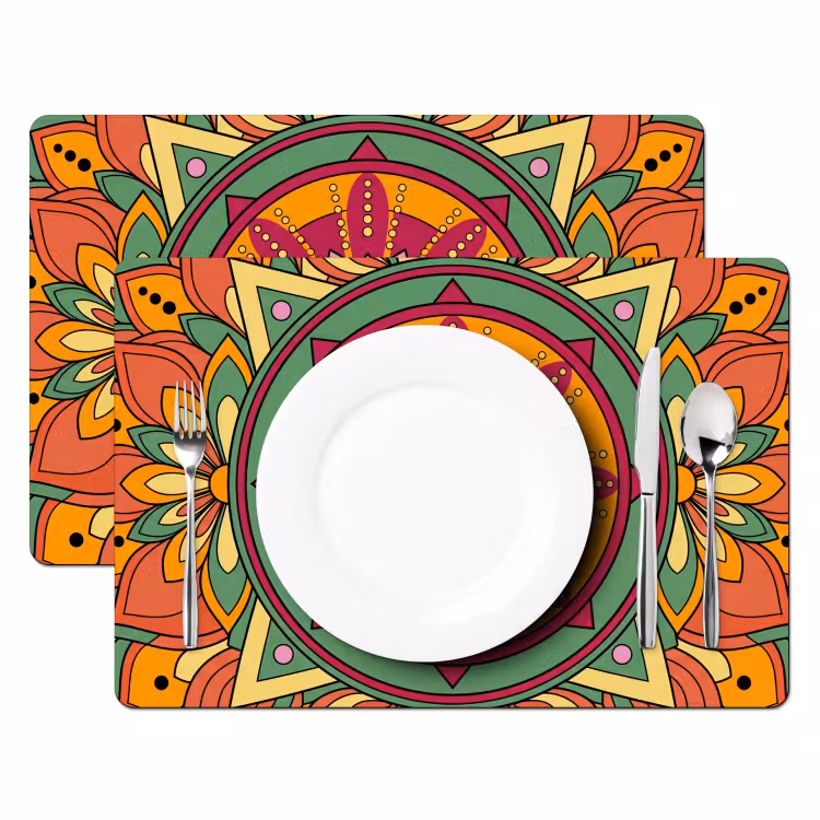 Tischset - 6 Stück - Mandala – Blumen – Abstrakt – Farbenfroh - 6 Stück — 2
