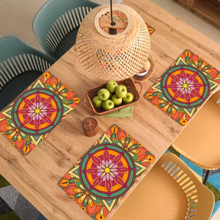 Tischset - 6 Stück - Mandala – Blumen – Abstrakt – Farbenfroh - 6 Stück — 3