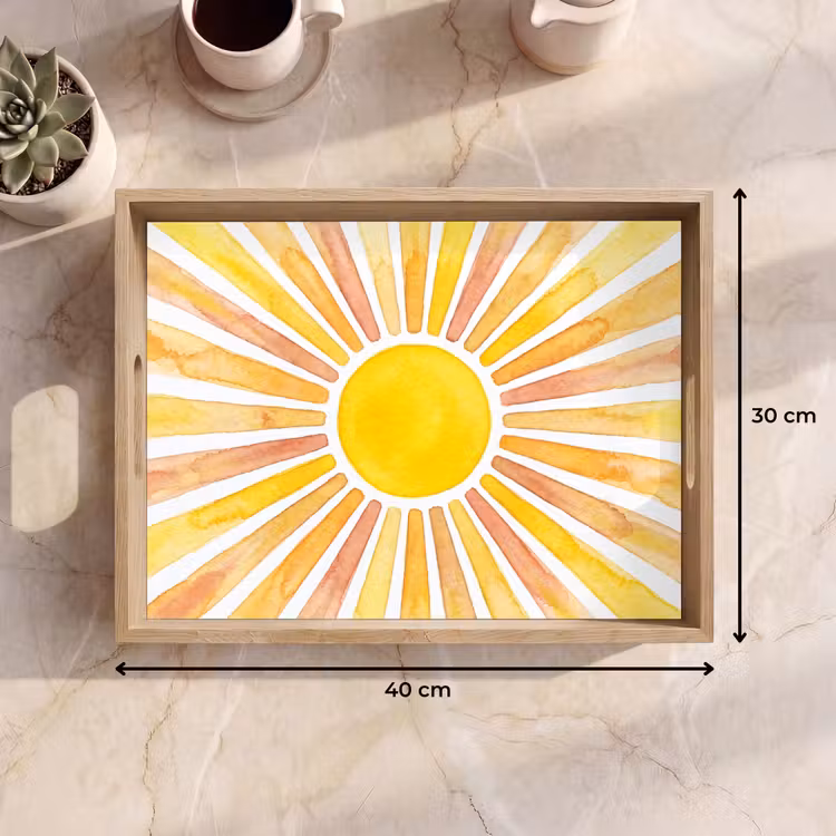 Tablett - Sonne – Strahlen – Aquarell – Gelb – Abstrakt — 7