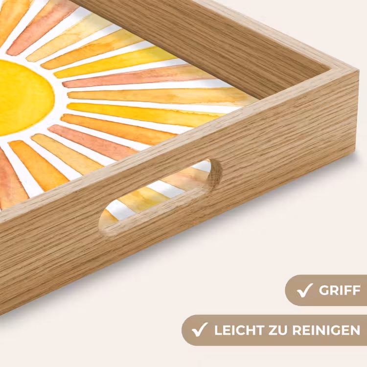 Tablett - Sonne – Strahlen – Aquarell – Gelb – Abstrakt — 8