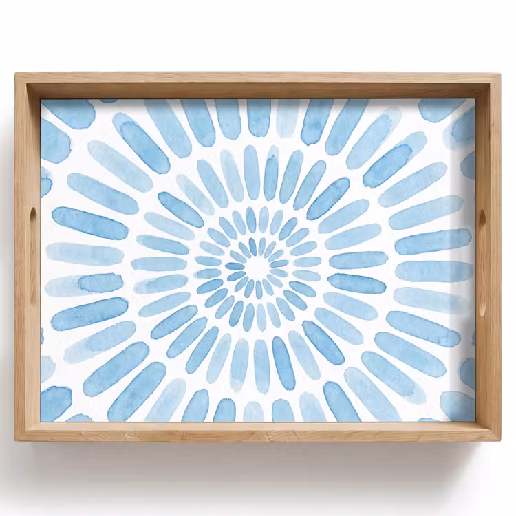 Tablett - Zusammenfassung – Formen – Kunst – Aquarell – Blau — 1