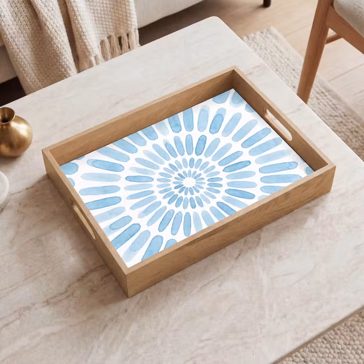 Tablett - Zusammenfassung – Formen – Kunst – Aquarell – Blau — 2