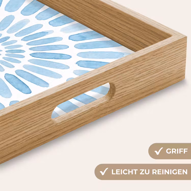 Tablett - Zusammenfassung – Formen – Kunst – Aquarell – Blau — 8
