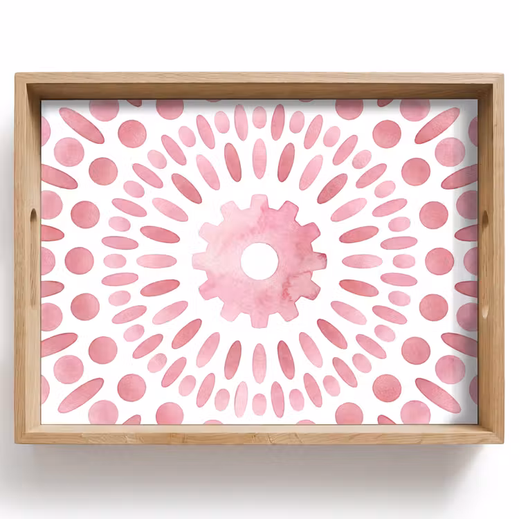 Tablett - Zusammenfassung – Formen – Muster – Aquarell – Rosa — 1