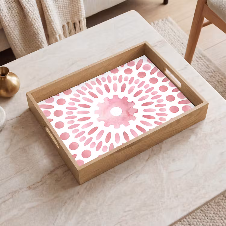 Tablett - Zusammenfassung – Formen – Muster – Aquarell – Rosa — 2
