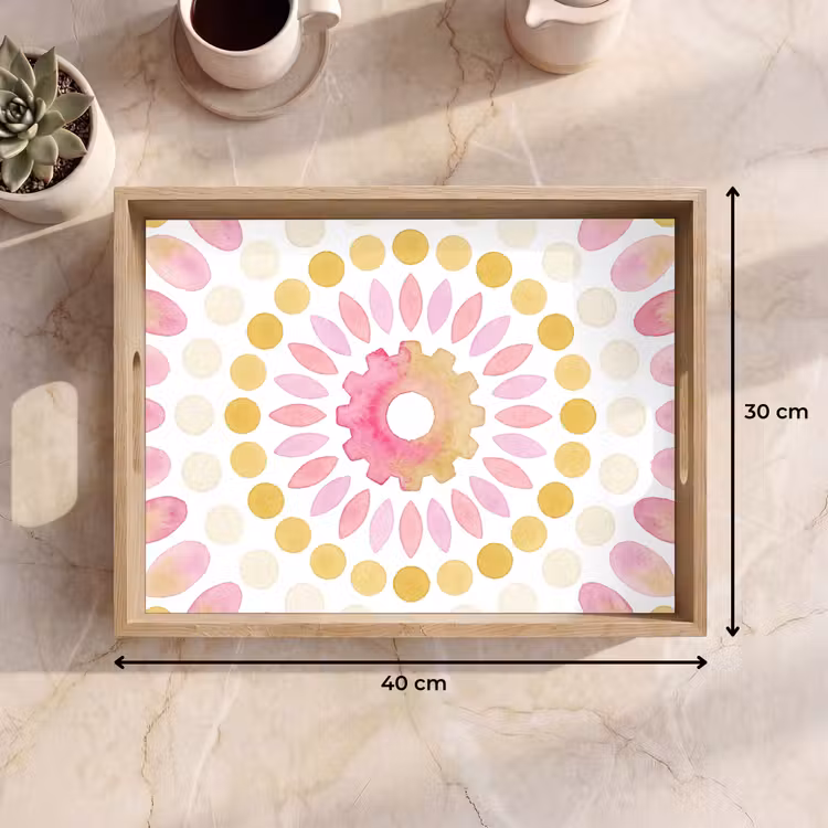 Tablett - Zusammenfassung – Mandala – Kunst – Modern – Rosa — 7