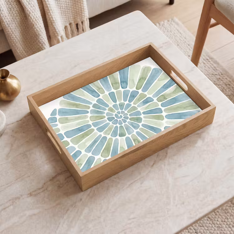 Tablett - Zusammenfassung – Spirale – Muster – Modern – Blau-Grün — 2