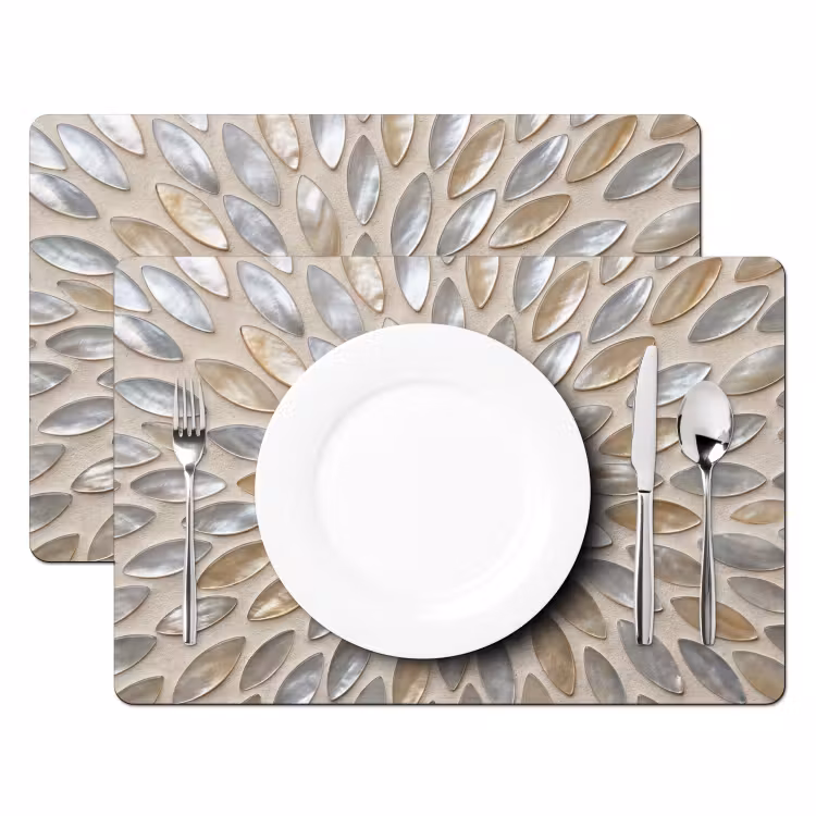 Tischset - 6 Stück - Muster – Oval – Glänzend – Abstrakt – Beige - 6 Stück — 2
