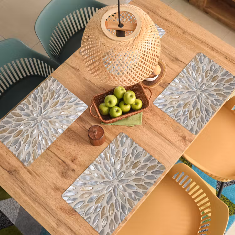 Tischset - 6 Stück - Muster – Oval – Glänzend – Abstrakt – Beige - 6 Stück — 3