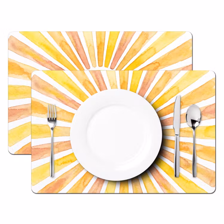 Tischset - 6 Stück - Sonne – Strahlen – Aquarell – Gelb – Abstrakt - 6 Stück — 2