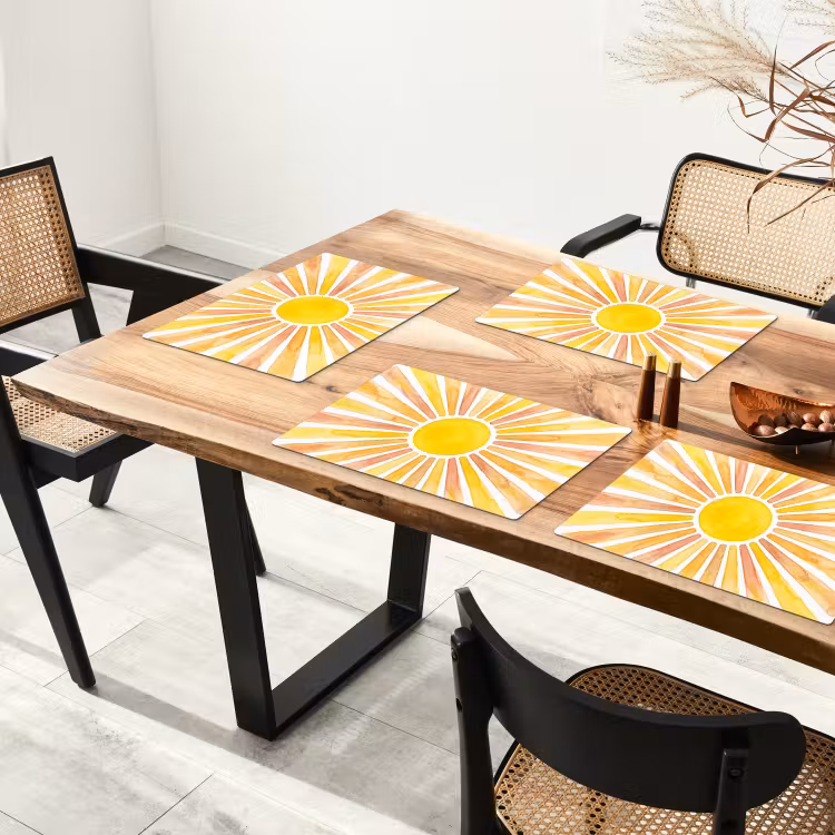 Tischset - 6 Stück - Sonne – Strahlen – Aquarell – Gelb – Abstrakt - 6 Stück — 4