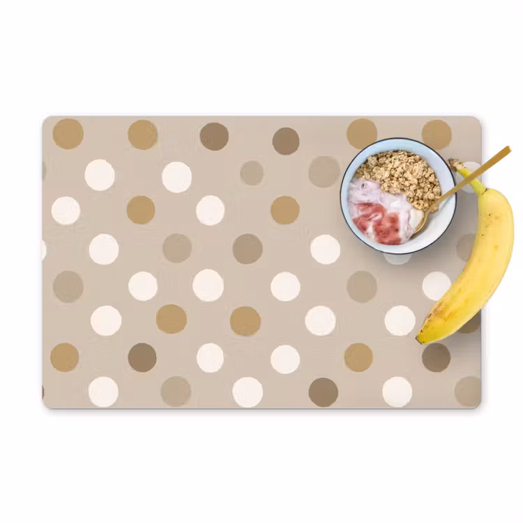 Tischset - 6 Stück - Polka - Tupfen - Beige - 6 Stück — 1