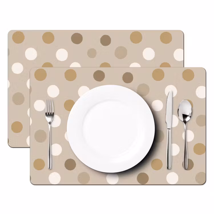 Tischset - 6 Stück - Polka - Tupfen - Beige - 6 Stück — 2