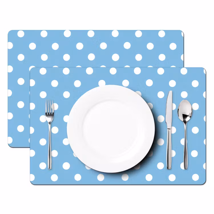 Tischset - 6 Stück - Polka - Tupfen - Blau - 6 Stück — 2