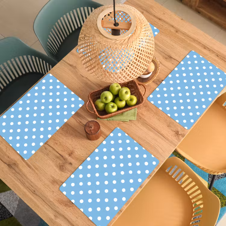 Tischset - 6 Stück - Polka - Tupfen - Blau - 6 Stück — 3