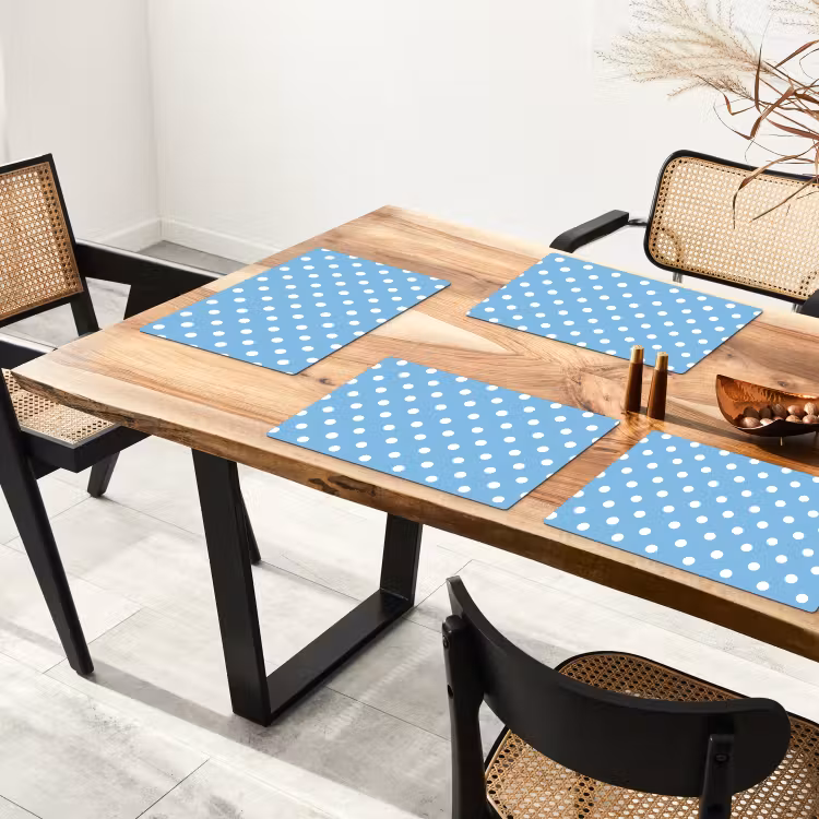 Tischset - 6 Stück - Polka - Tupfen - Blau - 6 Stück — 4