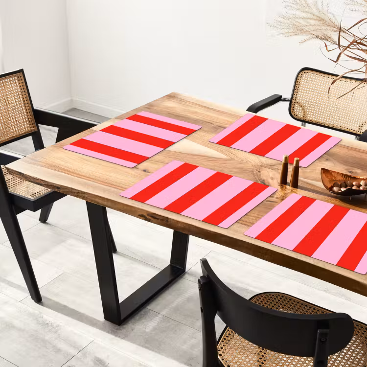 Tischset - 6 Stück - Streifen - Klassisch - Rosa - 6 Stück — 4