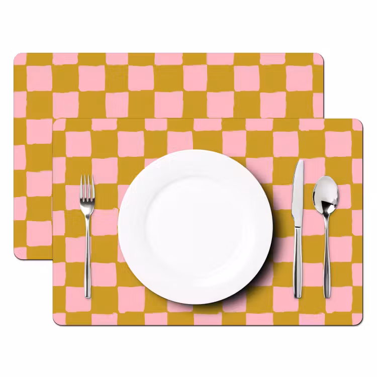 Tischset - 6 Stück - Muster - Quadratisch - Rosa - 6 Stück — 2