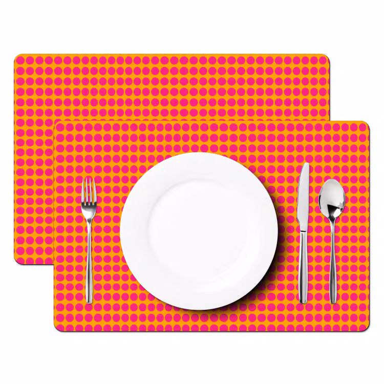 Tischset - 6 Stück - Polka dots - Muster - Orange - 6 Stück — 2