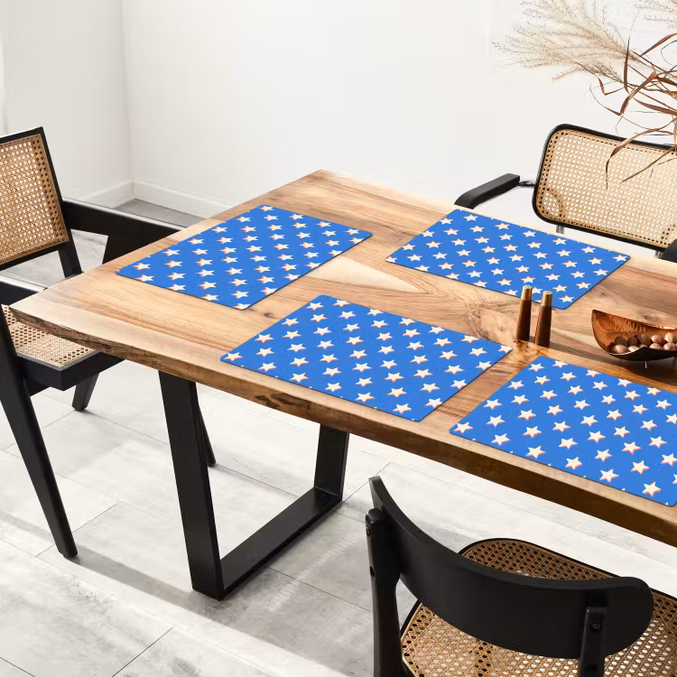 Tischset - 6 Stück - Sterne - Muster - Blau - 6 Stück — 4