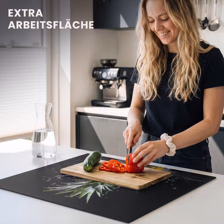 Herdabdeckplatte - Ananas - Obst - Wasser - Pflanzen - Schwarz — 5