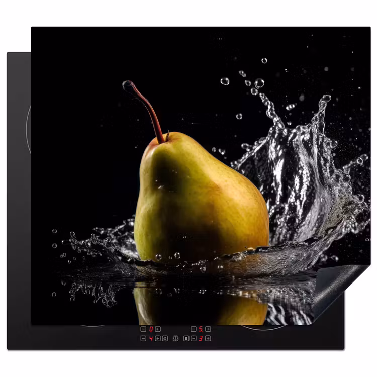 Herdabdeckplatte - Birne - Obst - Wasser - Schwarz — 1