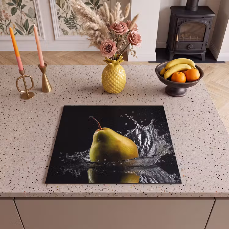 Herdabdeckplatte - Birne - Obst - Wasser - Schwarz — 3