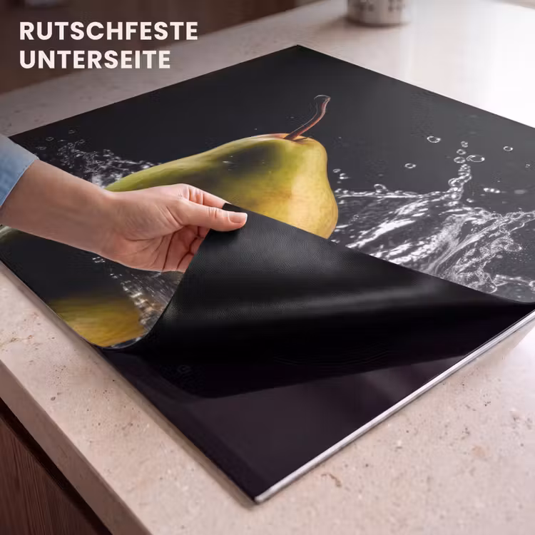 Herdabdeckplatte - Birne - Obst - Wasser - Schwarz — 6
