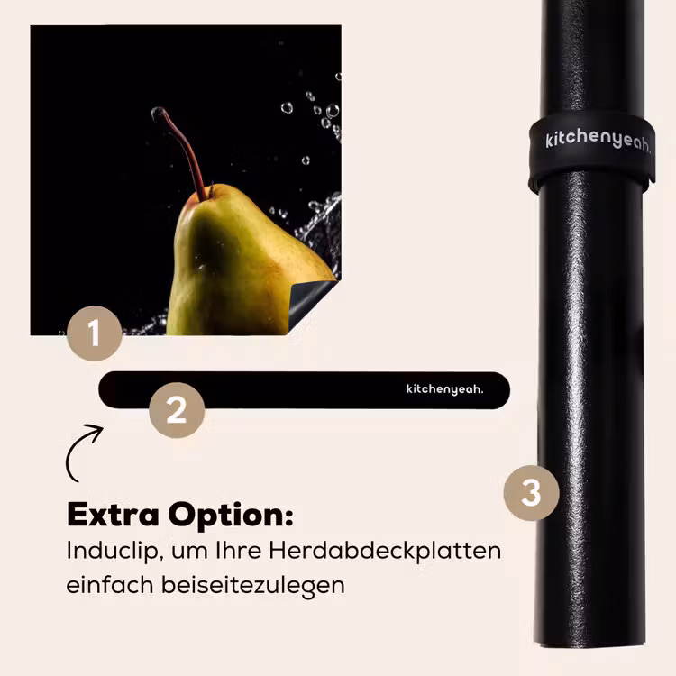 Herdabdeckplatte - Birne - Obst - Wasser - Schwarz — 8